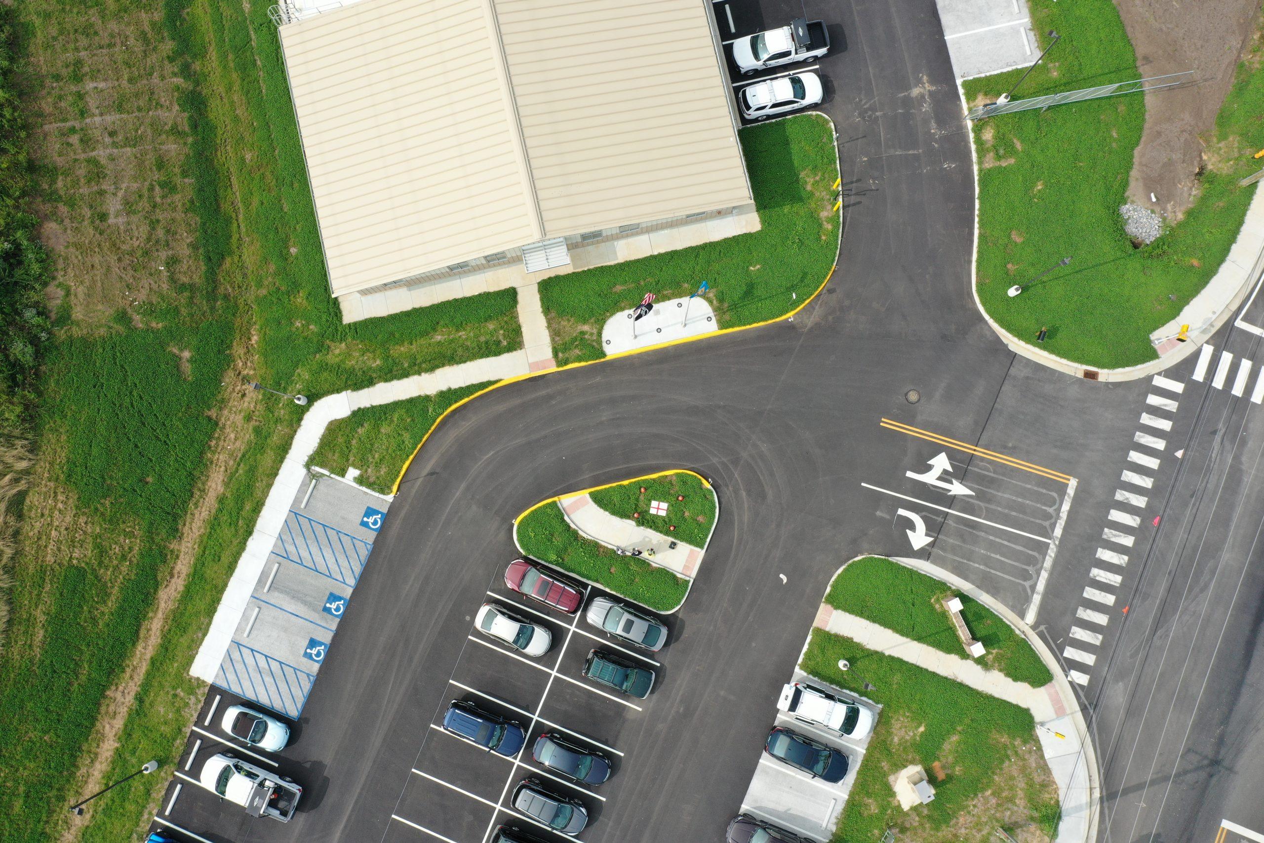 A completed commercial property site from above